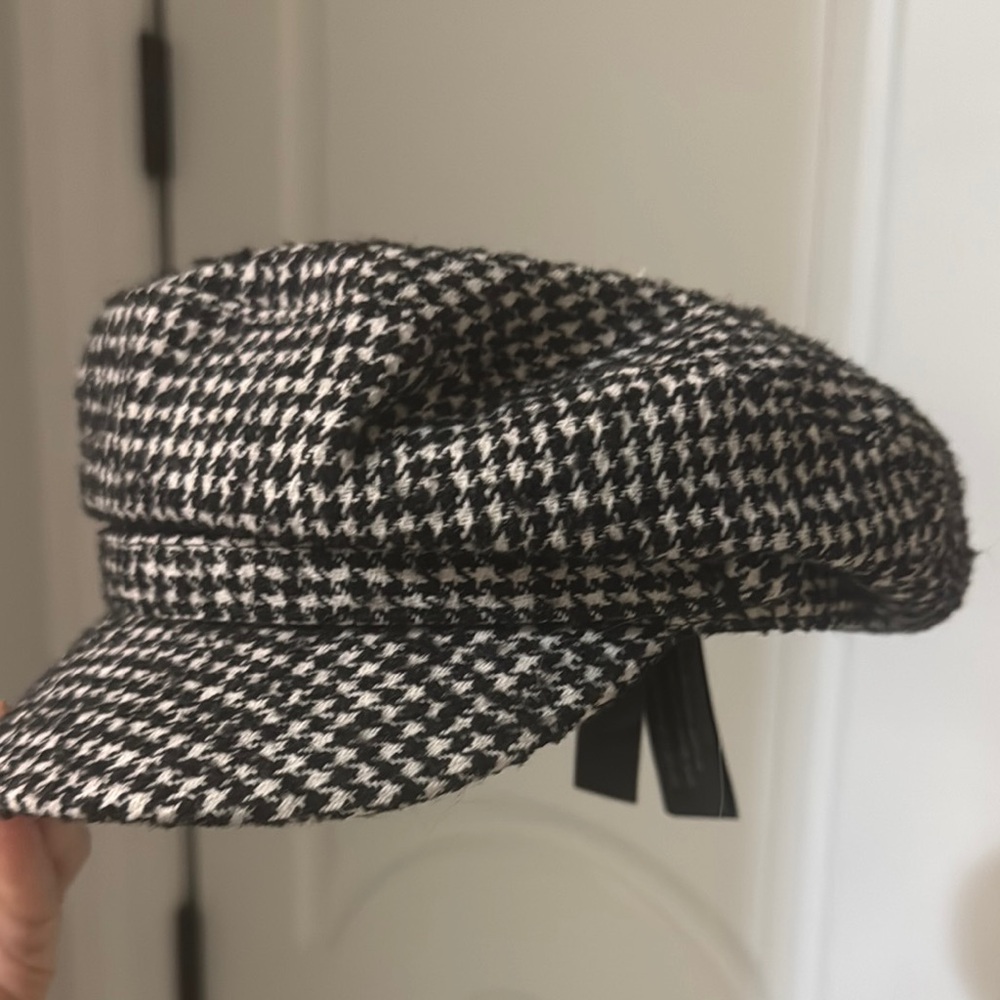 Zara Black and White Houndstooth Kids Baker Boy Hat